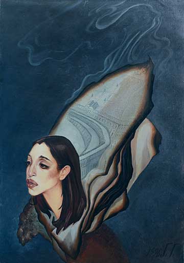 Портрет Полины 80Х100, 1996 год, холст, масло.